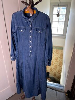 The Territory Ahead Dark Blue Denim Maxi Shirt Dress